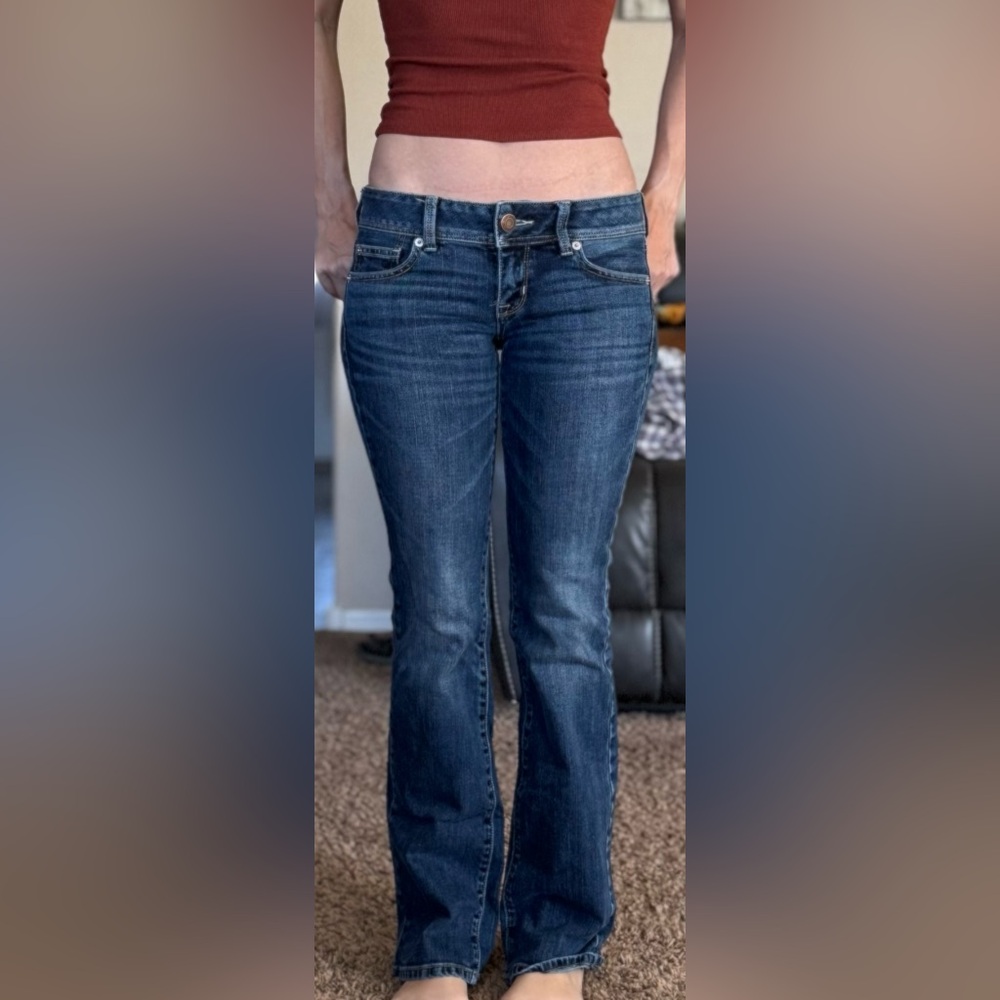 🤍AEO Denim Low Rise Slim Boot Cut Jeans 2